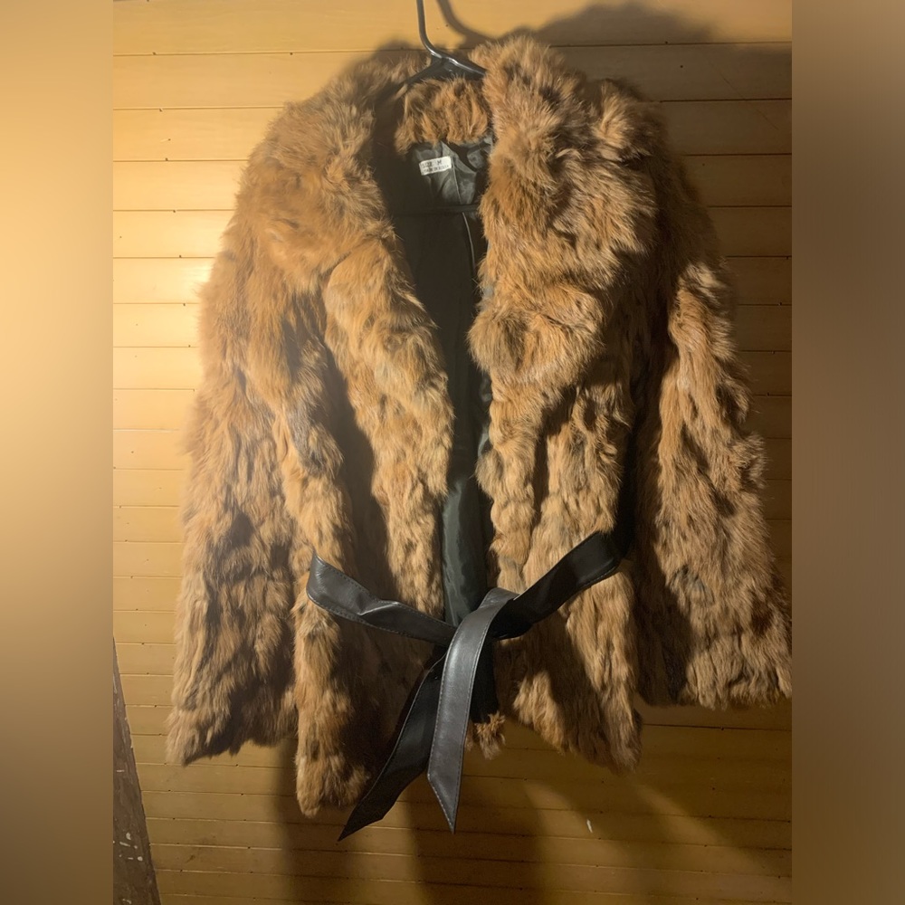 100% rabbit fur coat